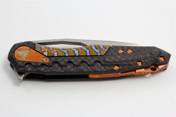 Фото 5: Custom Knife by Deryk Munroe and Anthony Marfione Sigil - Satin Cowry-Y/Carbon Fiber/Copper Hardware