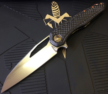 Фото 1: Custom Knife by Deryk Munroe and Anthony Marfione Sigil - Satin Cowry-Y/Carbon Fiber/Copper Hardware